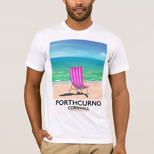Porthcurno Cornwall-reisposter T-shirt (Voorkant)
