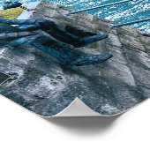 Porthleven Clocktower + Wachten op visbrokkunst Poster (Hoek)