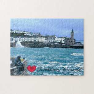 Porthleven Clocktower + Wachten op visvangst Legpuzzel
