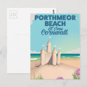 Porthmeor Beach, St Ives, Cornwall reisposter Briefkaart (Voorkant / Achterkant)