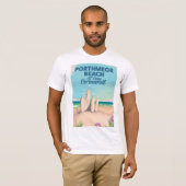 Porthmeor Beach, St Ives, Cornwall reisposter T-shirt (Voorkant volledig)