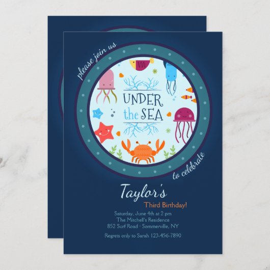 Porthole aan de uitnodiging van het Zee (Voorkant / Achterkant)