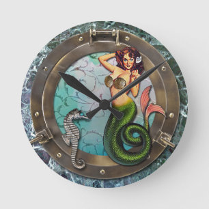 PORTHOLE MERMAID, originele kunstmermaiden Ronde Klok
