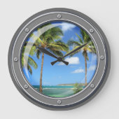 Porthole naar Paradise Wall Clock Grote Klok (Voorkant)
