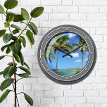 Porthole naar Paradise Wall Clock Grote Klok<br><div class="desc">Geweldige  voor de tropische geest!</div>