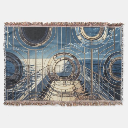 Porthole Nautical Ocean Liner Luxury Art Deco Deken (Voorkant)