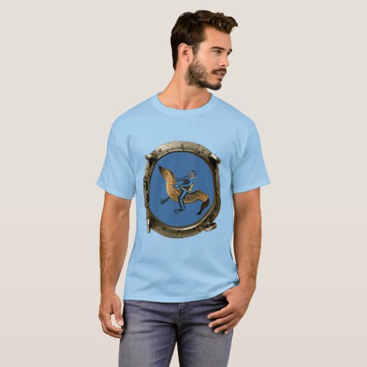 Porthole Uitzicht van een SCUBA-duiker die een reu T-shirt (Voorkant volledig)