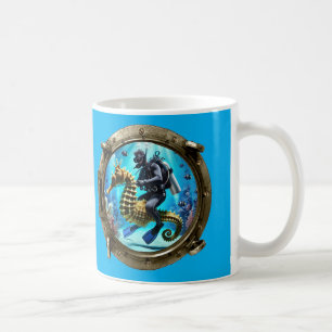 Porthole Uitzicht van SCUBA Diver Rijden op een ze Koffiemok