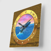 Porthole View of a Breaching Whale Vierkante Klok (Hoek)