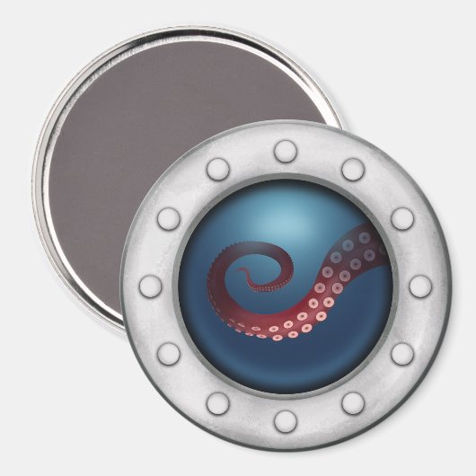 Porthole Window in het Diepe Zee Steampunk Magneet (Voorkant / Achterkant)