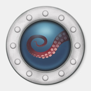 Porthole Window in het Diepe Zee Steampunk Magneet