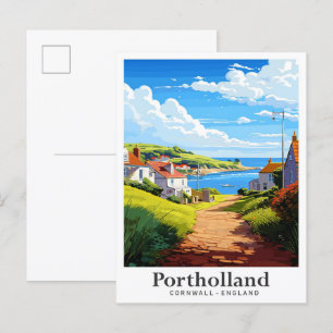 Portholland Cornwall Vintage reisillustratie Briefkaart