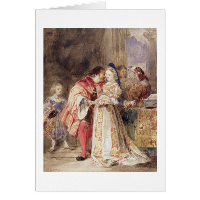Portia en Bassanio, c.1826 (m/c, bruine inkt, carr (Voorkant)