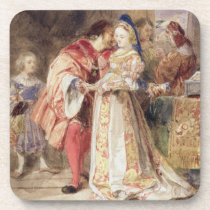Portia en Bassanio, c.1826 (m/c, bruine inkt, carr Bier Onderzetter