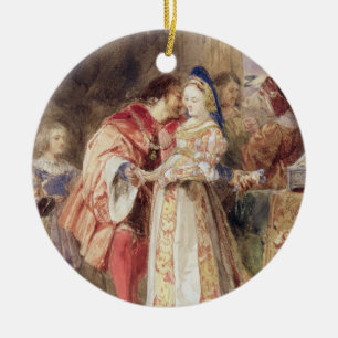Portia en Bassanio, c.1826 (m/c, bruine inkt, carr Keramisch Ornament