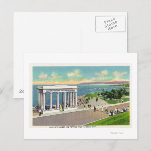 Portico over Plymouth Rock Uitzicht Plymouth Briefkaart (Voorkant / Achterkant)
