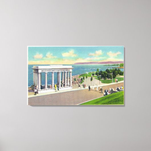 Portico over Plymouth Rock Uitzicht Plymouth Canvas Afdruk (Voorkant)