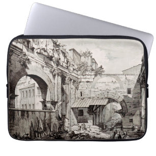 Portico van Octavia Rome Zwart en Wit Kunst Laptop Sleeve