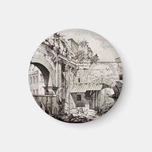 Portico van Octavia Rome Zwart en Wit Kunst Magneet