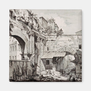 Portico van Octavia Rome Zwart en Wit Kunst Magneet