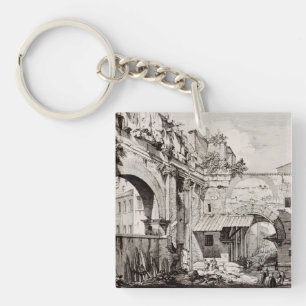 Portico van Octavia Rome Zwart en Wit Kunst Sleutelhanger