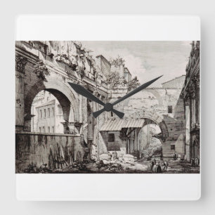 Portico van Octavia Rome Zwart en Wit Kunst Vierkante Klok