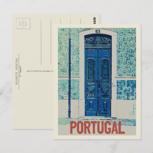 Portier, traditionele tegels in Portugal Briefkaart (Voorkant / Achterkant)