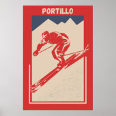 Portillo Chili Ski Resort  Retro Red Poster (Voorkant)