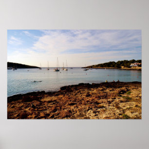 Portinatx Ibiza Baai Zeegezicht met Zeilboten Poster