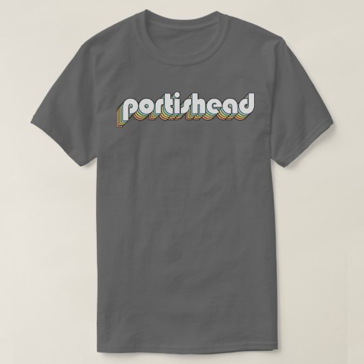Portishead Retro Rainbow Typografie Vervaagd Stijl T-shirt (Design voorkant)