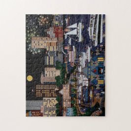 Portland bij nachtpuzzel legpuzzel