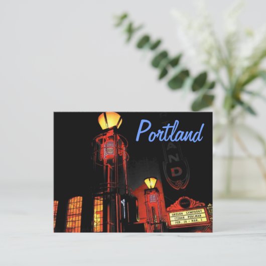 Portland bij Night Briefkaart (Staand voorkant)