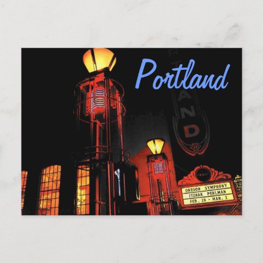 Portland bij Night Briefkaart (Voorkant)
