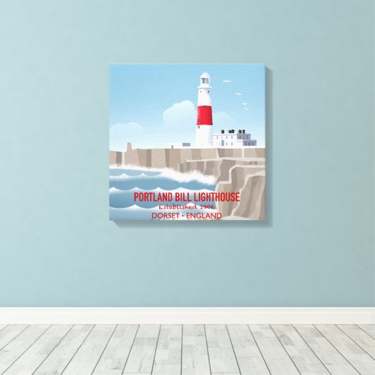 Portland Bill Lighthouse Canvas Afdruk (Insitu (Houten vloer))