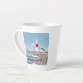 Portland Bill-vuurtoren Latte Mok (Linkerhoek)