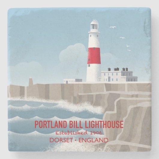 Portland Bill-vuurtoren Stenen Onderzetter (Voorkant)