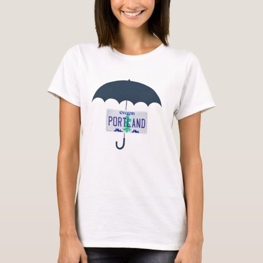 Portland Blue Umbrella Oregon License Bord TShirt (Voorkant)
