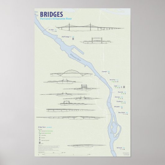 Portland Bridge Map Poster (Voorkant)