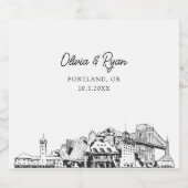 Portland bruiloft gepersonaliseerde champagne labe sparkling wijnetiket (Enkel label)