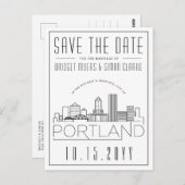 Portland bruiloft | Gestileerde skyline De datum o Briefkaart (Voorkant / Achterkant)