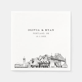 Portland bruiloft papier cocktail servet
