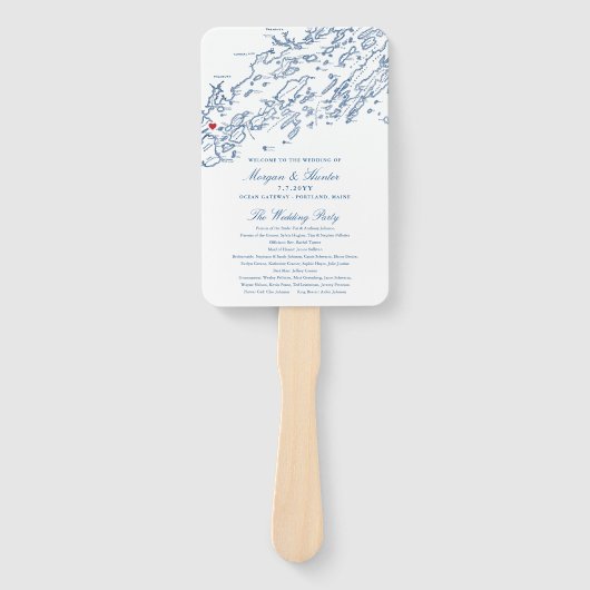 Portland Casco Bay Map Wedding Program Elegant Handwaaier (Voorkant)