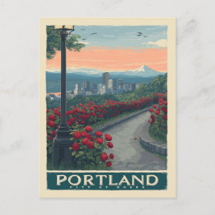 Portland City of Rozen - Roos Garden & Skyline Briefkaart