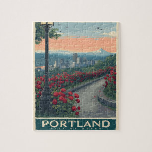 Portland City of Rozen - Roos Garden & Skyline Legpuzzel