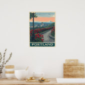 Portland City of Rozen - Roos Garden & Skyline Poster (Keuken)
