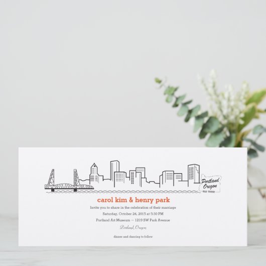 Portland City Skyline Uitnodiging (Staand voorkant)