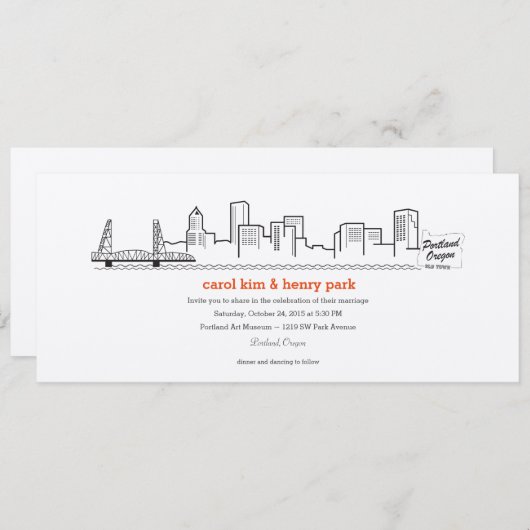 Portland City Skyline Uitnodiging (Voorkant / Achterkant)