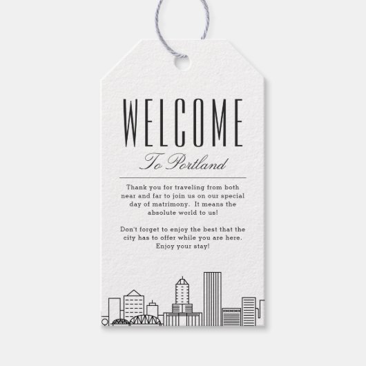 Portland City Skyline | Welkomstberichten — Labels Cadeaulabel (Voorkant)