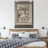 Portland Cityscape door een raam sepia Canvas Afdruk (Insitu (Slaapkamer))