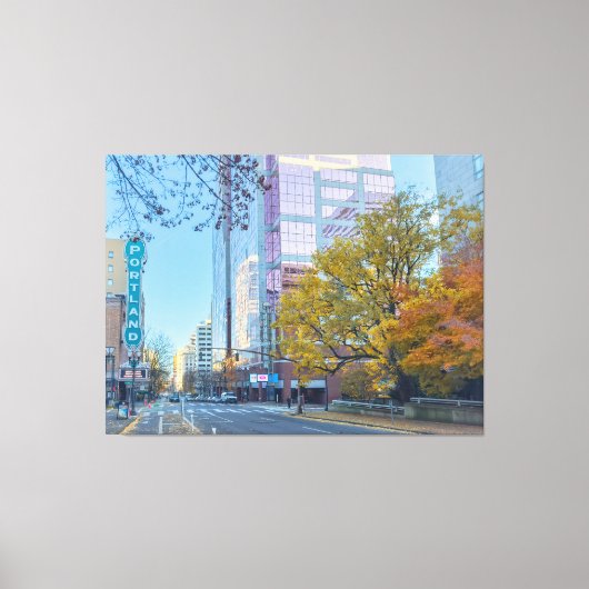 Portland Cityscape in de herfst Canvas Afdruk (Voorkant)